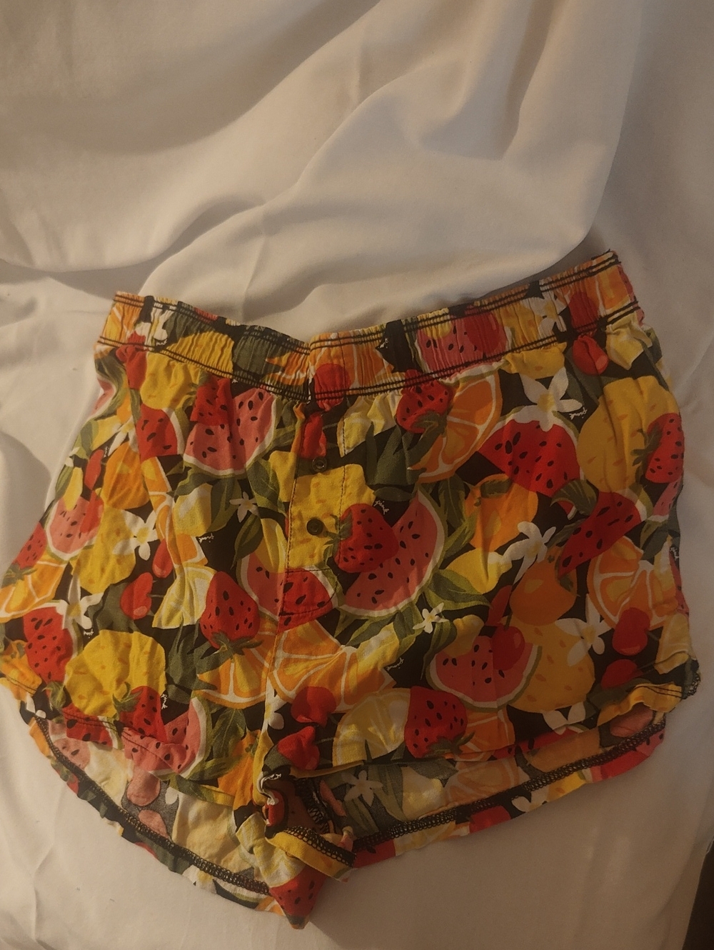 PINK VS Women’s Fruit-Print Pajama Shorts — Yellow & Red Size Small